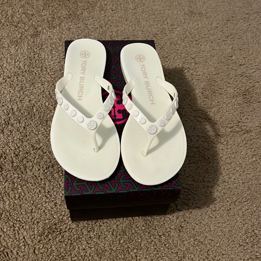 Tory Burch like new studded jelly flip flops